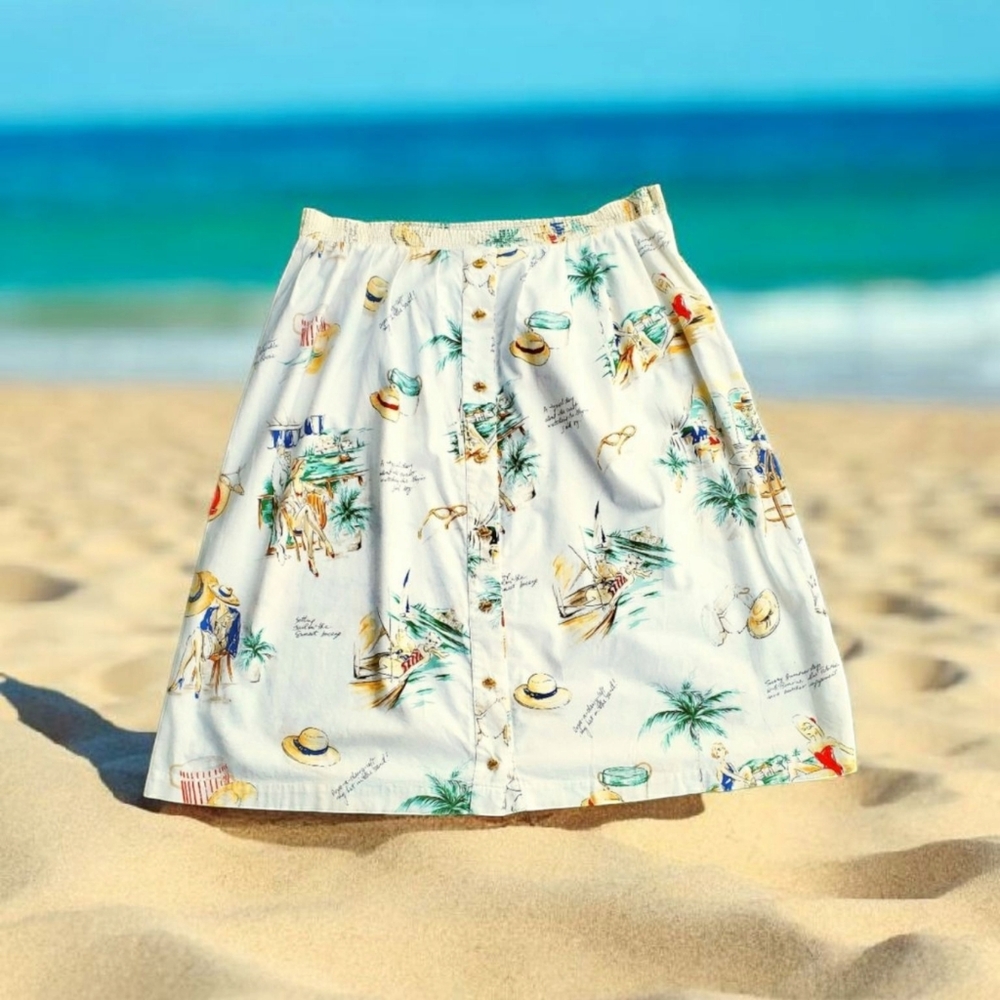 Vintage Tropical Bonnie Boynton Skirt Large